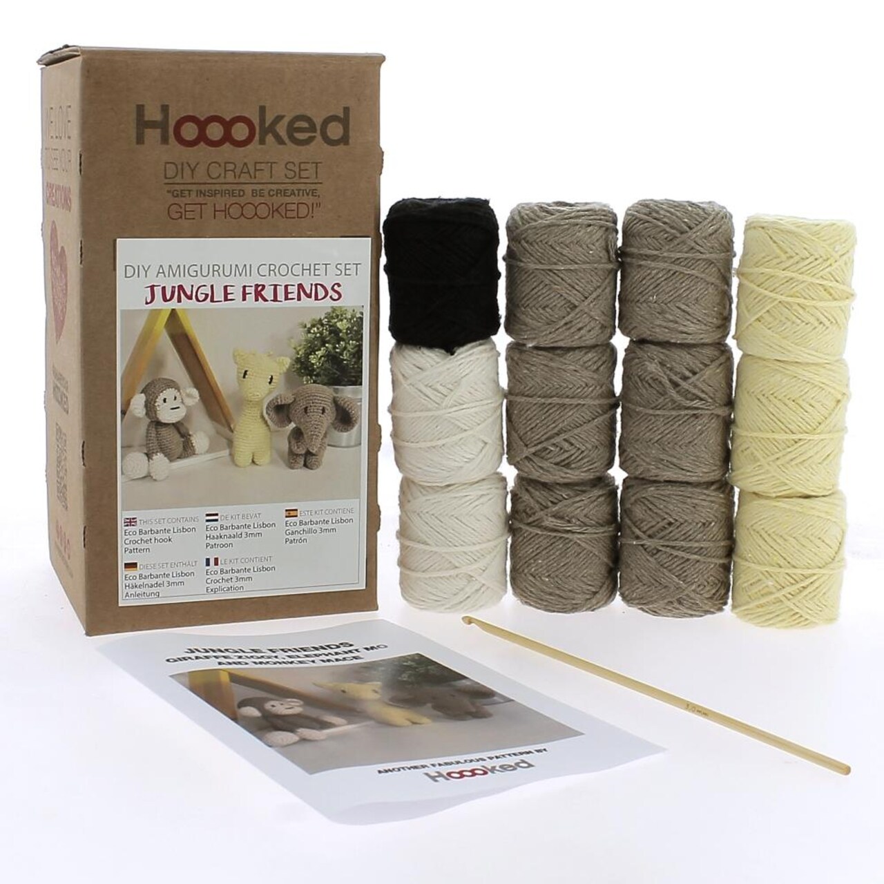 Hoooked Amigurumi DIY Kit W/Eco Barbante Yarn - Jungle Friends